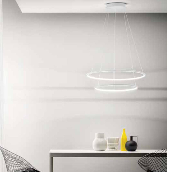 Lampadario erika s-2 gea luce bianco cerchi led 80w 3000k