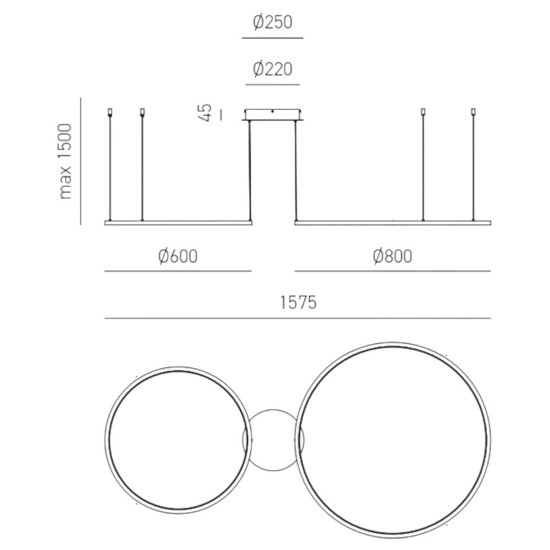 Lampadario moderno erika s-2d cerchi bianco