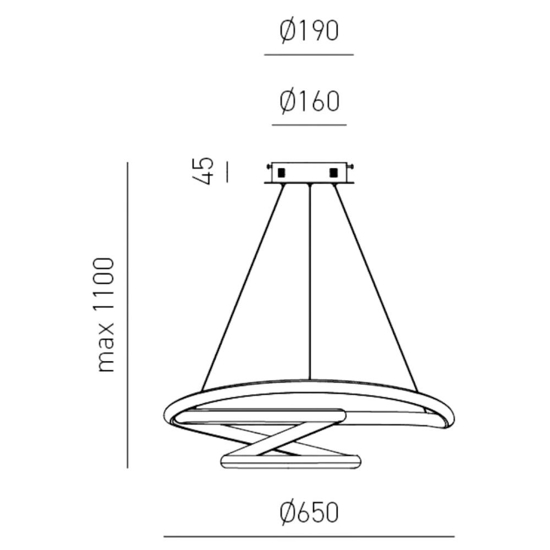 Lampadario diva sg titanio di gea luce design led 47w 3000k