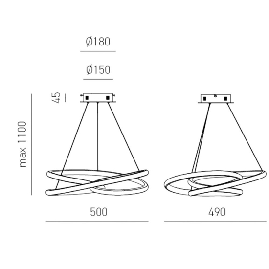 Lampadario diva sp oro gea luce spirale led 39w 3000k