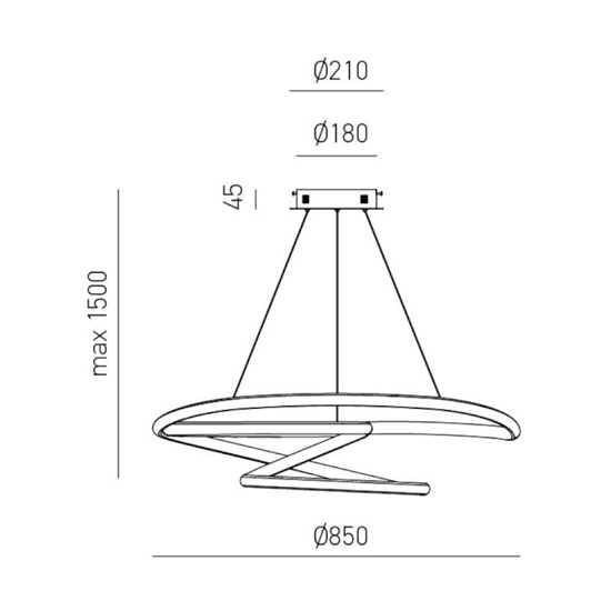 Lampadario diva s-s led 80w 3000k bianco design moderno gea luce