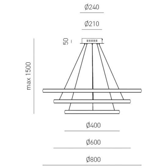 Lampadario moderno iole s3 bianco cerchi led 62w 3000k