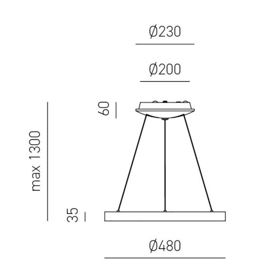 Lampadario krizia sp gea luce led 38w 3000k cerchio bianco