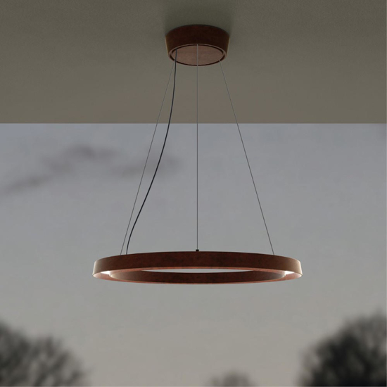 Lampadario led cerchio marrone linea light lira