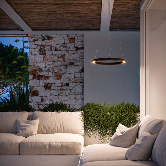 Lampadario led cerchio marrone linea light lira