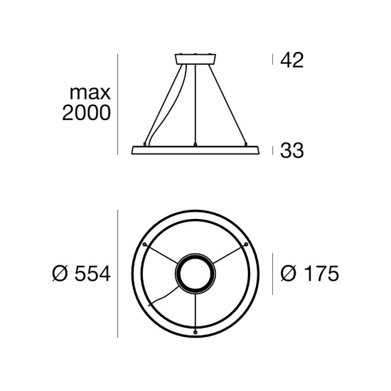 Linea light lira lampadario anello led 3000k nero ip65