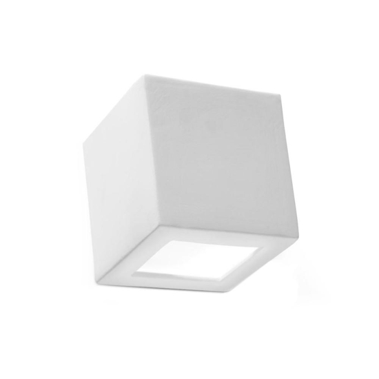 Applique da parete in ceramica bianco cubo diffusore in vetro