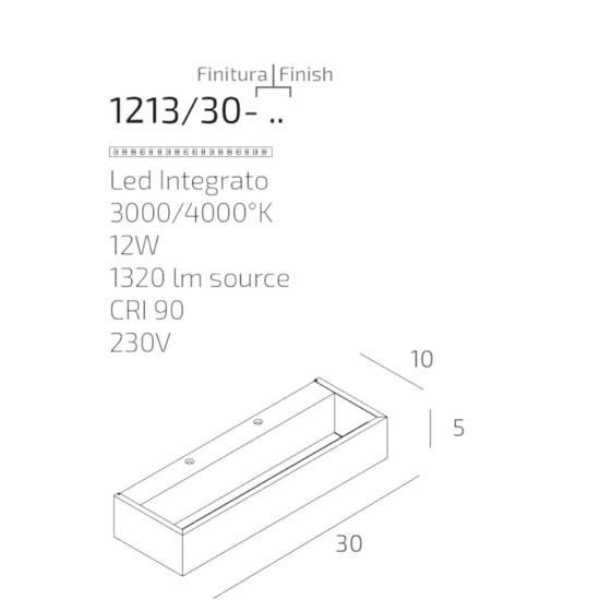 Top light bios applique da parete bianca led 12w 3000k 4000k bios