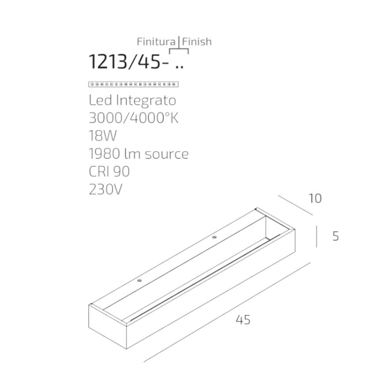 Applique moderna antracite rettangolare toplight bios 3000k 4000k