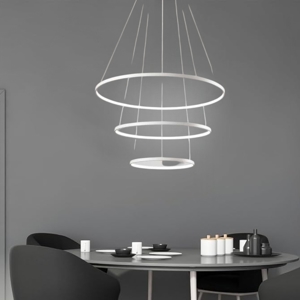 Aluring lampadario bianco moderno led 3000k tre anelli