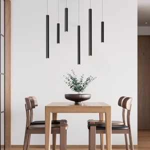 Lampadario moderno per tavolo soggiorno nero 6 luci led dimmerabile