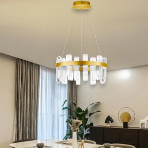 Lampadario elegante moderno per soggiorno dorato deisgn