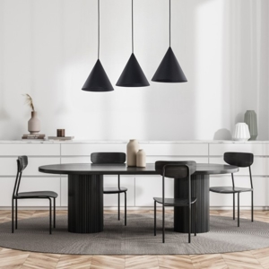 Lampadario nero 3 coni per cucina