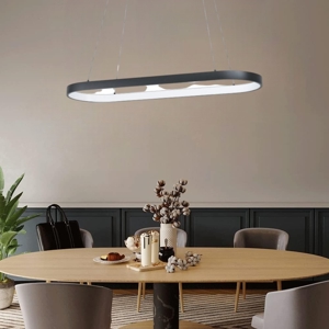 Lampadario moderno per tavolo da pranzo nero led dimmerabile ovale