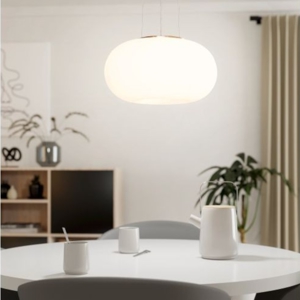 Lampadario sfera vetro bianco moderno bombato