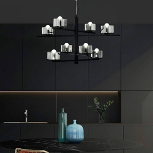 So figaro ondaluce lampadario moderno 8 luci nero per salotto