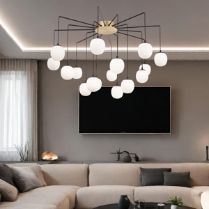 Lampadario rhapsody sp16 ideal lux oro nero per soggiorno moderno