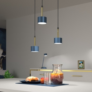 Lampadario blu 3 luci per soggiorno moderno