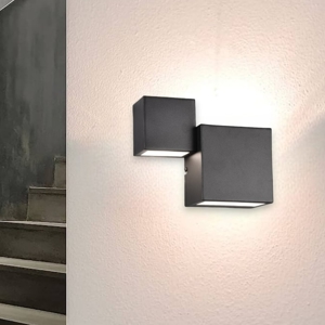 Applique led 12w 3000k moderna cubi nero dimmerabile