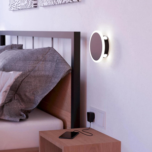 Applique camera da letto rotonda nera led 12w 3000k