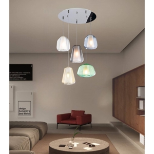 Lampadario per soggiorno vetri multicolor top light