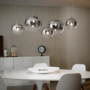 Lampadario moderno nemo plus sp5 ideal lux vetri fume