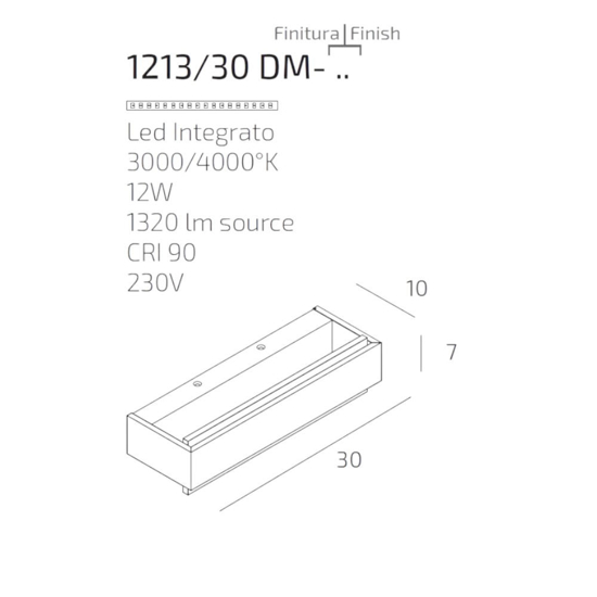 Top light applique bios dm antracite moderna led 12w 3000k 4000k