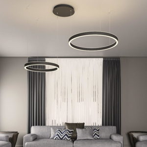 Gea luce lampadario criseide nero cerchi moderno led 100w 3000k