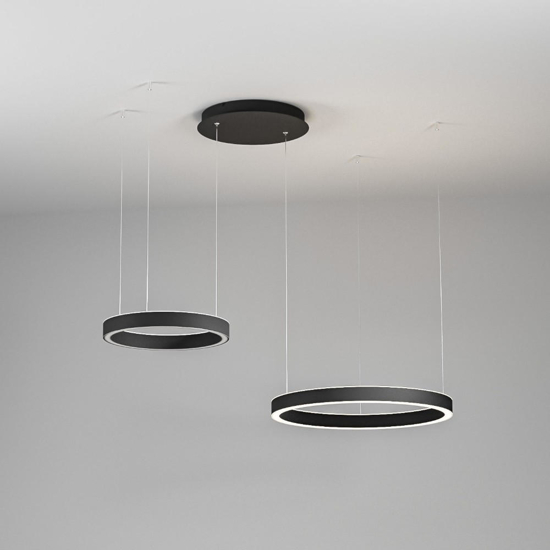 Gea luce lampadario criseide nero cerchi moderno led 100w 3000k