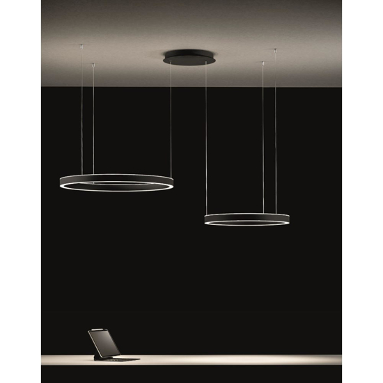 Gea luce lampadario criseide nero cerchi moderno led 100w 3000k