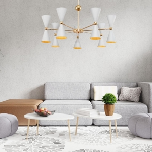 Lampadario dal design moderno per salotto oro bianco