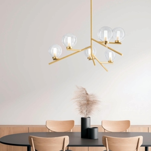 Lampadario moderno oro camely miloox sfere di vetro