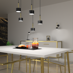 Lampadario per soggiorno nero oro stile contemporaneo