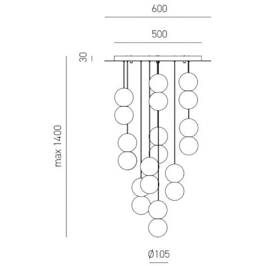 Lampadario sfera 10 luci di cemento gea luce moderno