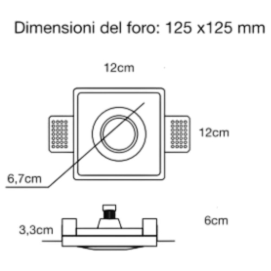 Faretto da incasso a soffitto in gesso rotondo sporgente