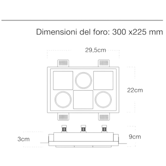 Faretto da incasso in gesso moderno quadrati per controsoffitto