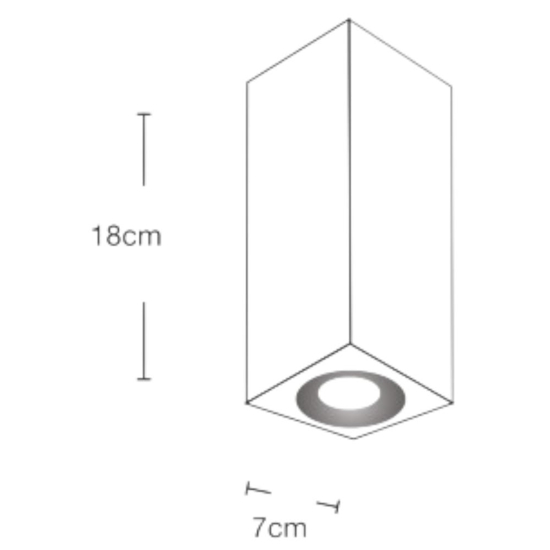 Faretto sporgente da soffitto gesso alluminio bianco quadrato