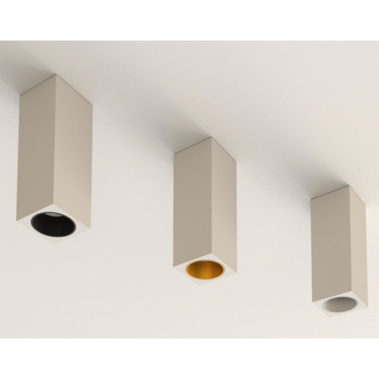 Faretto quadrato sporgente di gesso bianco alluminio oro da soffitto