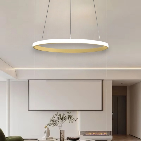 Lampadario iole s1 oro gea luce cerchio led 28w 3000k moderno