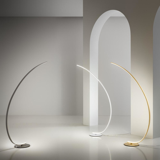 Piantana iole oro gea luce design curva moderna led 30w 3000k