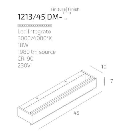 Applique antracite led 18w 3000k 4000k top light bios dm