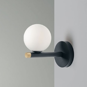 Miloox pomi applique moderna nero sfera vetro bianco