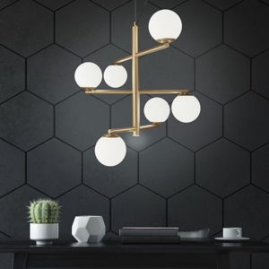 Lampadario design moderno so gizah ondaluce oro sfere bianche