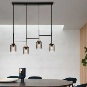 Lampadario nero vetri fume stile contemporaneo