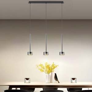 Lampadario nero 3 luci vetri bronzo moderno