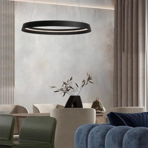 Lampadario moderno cerchio nero 60cm led 52w 2700k 3000k dimmerabile