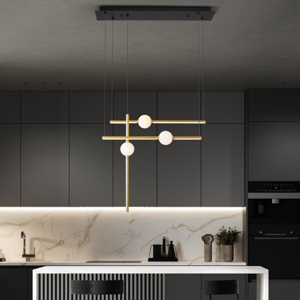 Lampadario design oro nero per soggiorno moderno