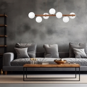 Lampadario legno noce stile scandinavo per soggiorno