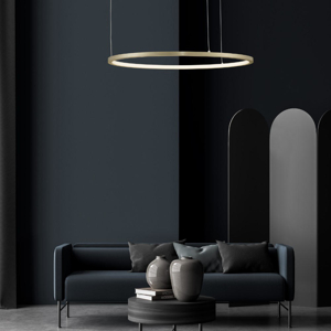 Lampadario moderno cerchio oro 100cm led per salone