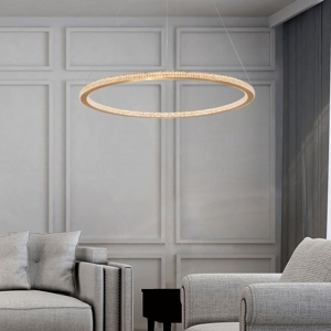 Lampadario luxury per soggiorno cerchio oro led stile contemporaneo